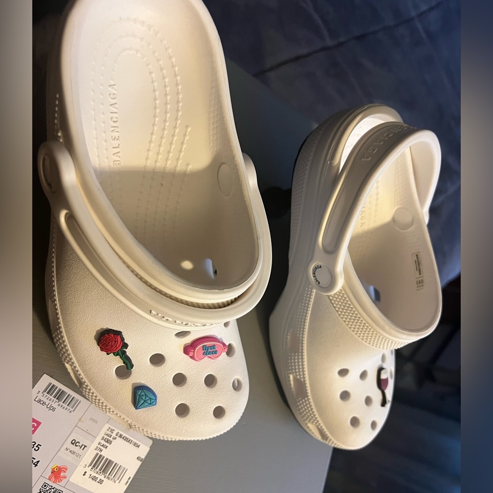Balenciaga white crocks size 37
